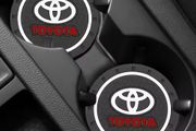 2Pcs Leather Coaster Anti-noise Water Cup Pad Cushion For Toyota TRD Gazoo Racing Corolla Yaris Chr Auris Rav4