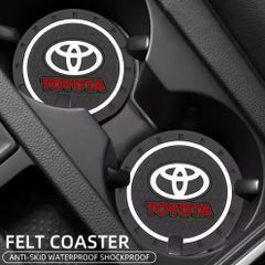 2Pcs Leather Coaster Anti-noise Water Cup Pad Cushion For Toyota TRD Gazoo Racing Corolla Yaris Chr Auris Rav4