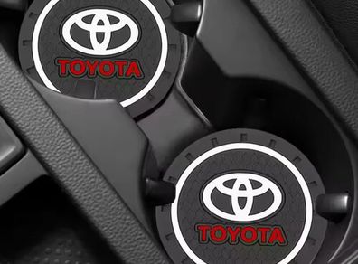 2Pcs Leather Coaster Anti-noise Water Cup Pad Cushion For Toyota TRD Gazoo Racing Corolla Yaris Chr Auris Rav4