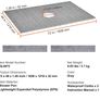 Shower Curb Kit, 1219x1828mm Shower Pan Kit with 160mm Central Drain, Lightweight EPS Shower Installation Kits with 2 Waterproof Cloths, Shower Pan Slope Sticks Fit for Bathroom Image 2
