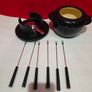 vintage cast iron fondue set in original box some wear on box Image 2
