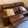 Leather electric recliner sofa with matching armchair and footstool Image 2