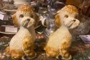 Pair chalk figures poodle dogs postage extra