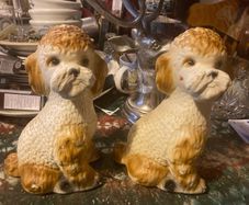 Pair chalk figures poodle dogs postage extra