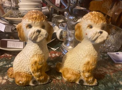 Pair chalk figures poodle dogs postage extra