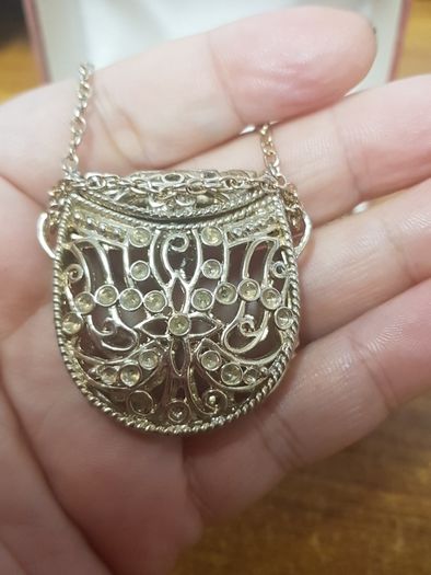 Vintage silver pouch necklace