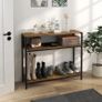 Sideboard Console Table Hall Shelf, Industrial Design, 100 cm x 29.5 cm x 90 cm, Brown + Black Image 2