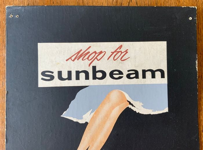 Vintage Ad Fashion Shop Advertising Showcard for Sunbeam Nylons - 2 Available