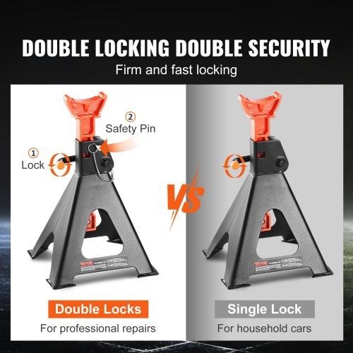 Jack Stands, 6 Ton (5,897.5 kg) Capacity Car Jack Stands Double Locking, 36.1 - 58.4 cm Adjustable Height, for lifting SUV