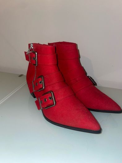 M&S Red suede ankle boot - Size 4.5