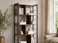main image for ad Vintage Brown Bookcase with Industrial Steel Frame