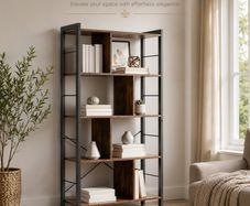 Vintage Brown Bookcase with Industrial Steel Frame