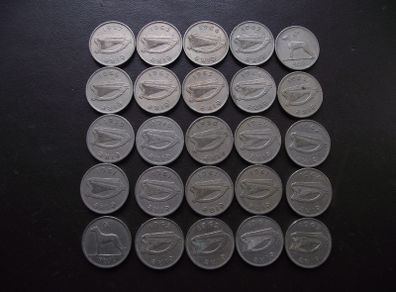 25 Irish 6 pence coins (1942-1968)