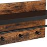 Wall Coat Rack in Industrial Design, Vintage with 3 Hooks, Bar and Shelf 40 x 60 x 21.5 cm, Wood/Black Image 4
