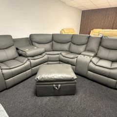 Valerie Corner Manual Leather Recliner Sofa
