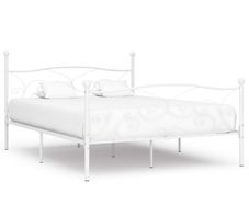 Bed Frame with Slatted Base White Metal 200x200 cm