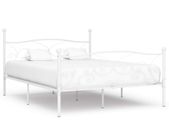 Bed Frame with Slatted Base White Metal 180x200 cm
