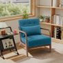 Armchair Living Room Comfy Arm Chair Reading Chair Bedroom Relax Accent Chairs with Wood Frame, Teal Image 8