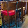 Solid wooden leather topped high stools Image 5