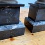 Matching pair of antique marble, slate and brass ornaments. Image 8