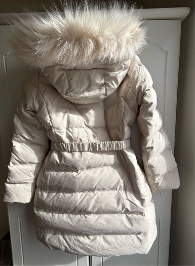 Zara semi long cream belted puffer jacket