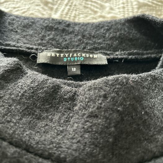 Betty Jackson Black 60% Wool Black Coat UK 12