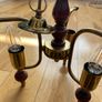 Pair of Vintage Ceiling lights Brass & Timber with Tinted Glass. Image 3