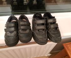 Two pairs Black Clarks School Shoes