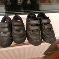 Two pairs Black Clarks School Shoes