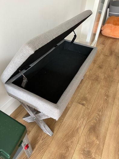 Grey Upholstered Storage Bench