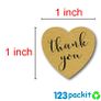 Roll of 500 heart shaped stickers THANK YOU sticker Small Kraft Paper Stickers roll of 500 stickers 1 inch Image 2