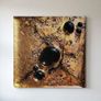 Limited edition contemporary tech-art, abstract series - Black oil spheres / gold leaf texture Image 6