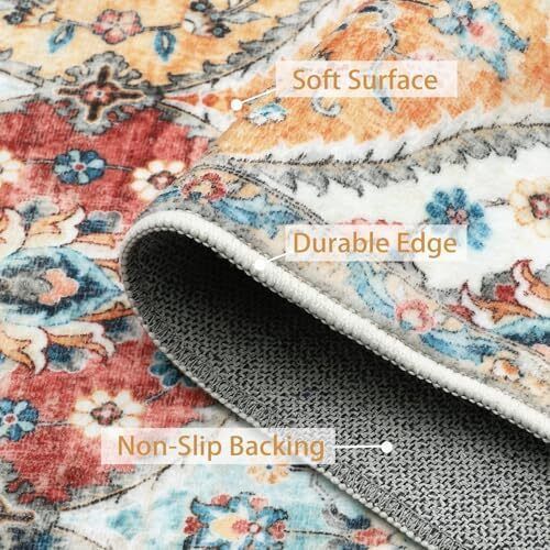 Boho Rug Living Room 120x170 cm Non Slip Low Pile Orange