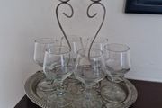 vintage glasses on tray