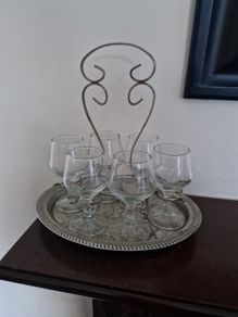 vintage glasses on tray