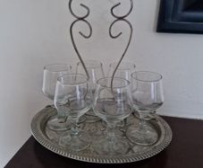 vintage glasses on tray