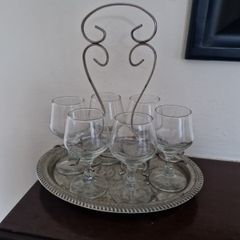 vintage glasses on tray