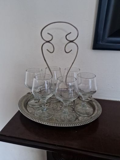 vintage glasses on tray