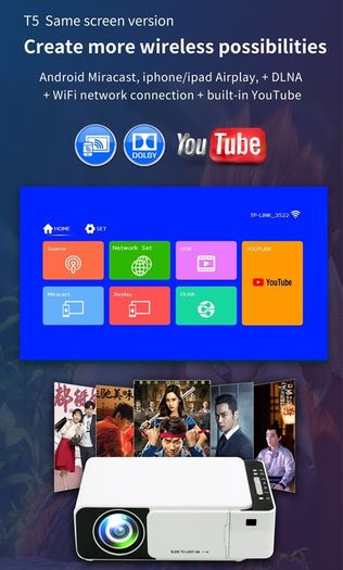 Mini Portable Projector Full Hd Led Mobile Video Support Wifi