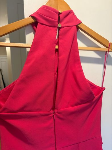 Lipsy Pink Cross.  Front Halter Neck Midi Dress    Size 10 (Excellent Condition)