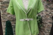 French lime green blazer  with white bow size M/L Postage included