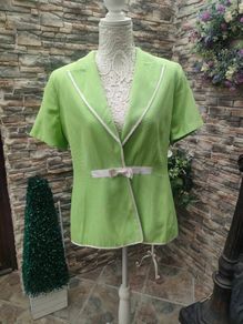 French lime green blazer  with white bow size M/L Postage included