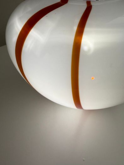 Large White & Red Studio Art Glass Vase