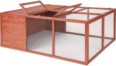 _Folding XXL double hutch rabbit hutch with outdoor enclosure made from waterproofed wood and metal gate (L x W x H): 159 x 109 x 55 cm