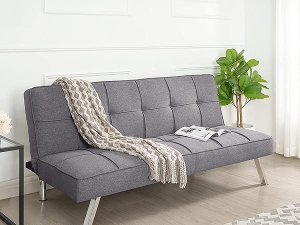 Dark grey fabric Folding 3 Seater Sofa 180cm