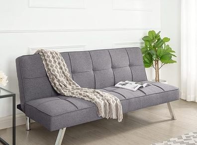 Dark grey fabric Folding 3 Seater Sofa 180cm