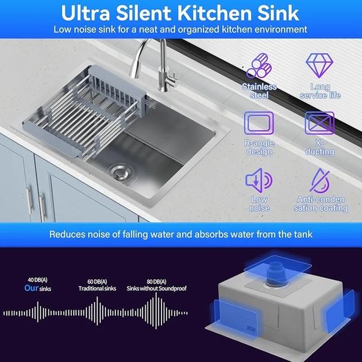 Stainless Steel kitche Sink,50 x 43cm,Inset Kitchen Sink,with Waste Kit,Drain Pipe,Pull-Out Drainer Basket,Suitable for Bathroom,Caravan Travelling