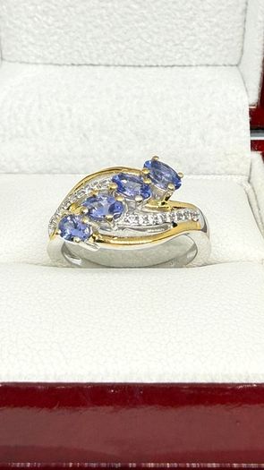 Tanzanite & White Zircon 4-Stone Ring