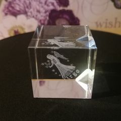 Small Glass Virgo Paperweight