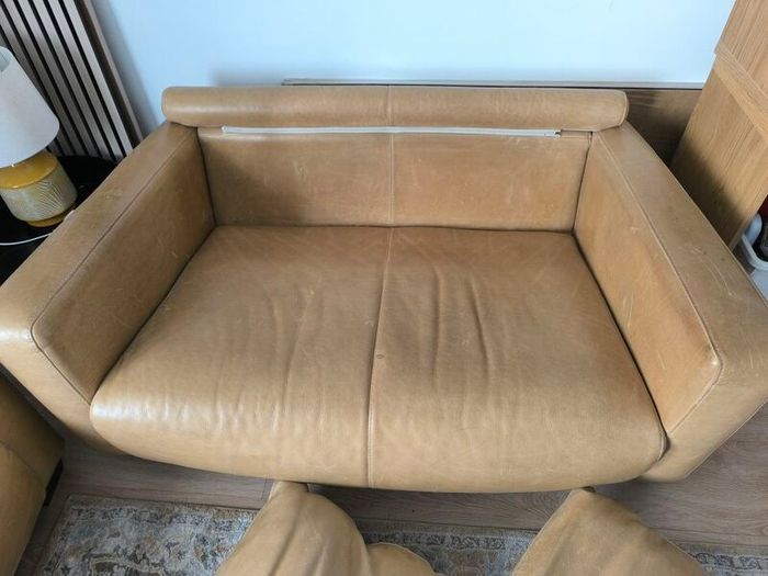 Premium Italian Real Leather Two Sofa Set 2 x 2 Seater Matte Finish